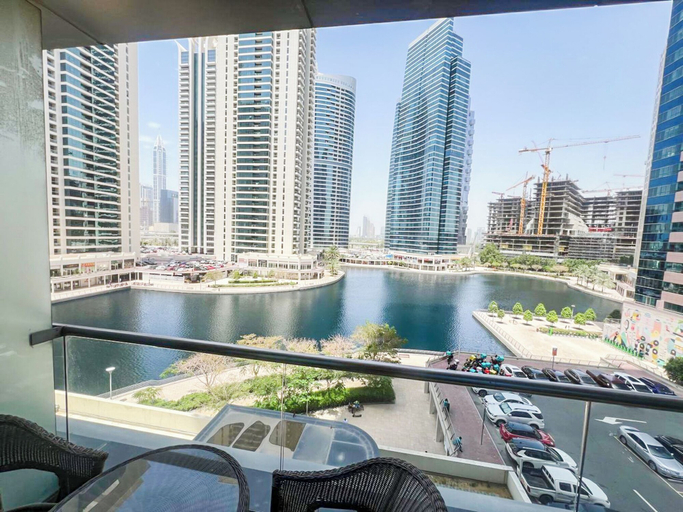 Balcony view, Yogi - Chic Studio with City Views in Goldcrest Views, Dubai