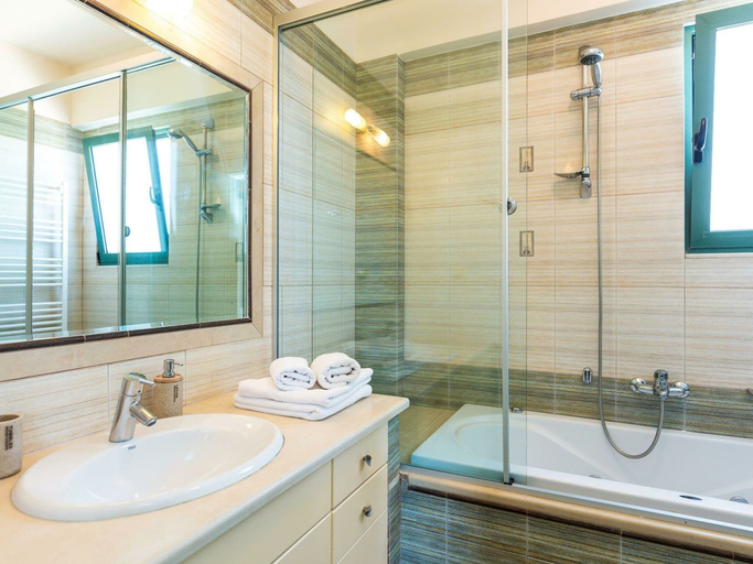 Bathroom, Secluded Villa w Private Pool, Children Play Area, Pool Table, BBQ & Sea Views, Crete