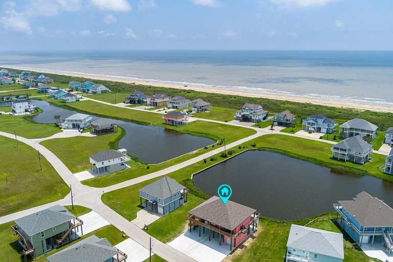 Aerial view, Coral Cabana 4 Bedroom Home by RedAwning, Galveston