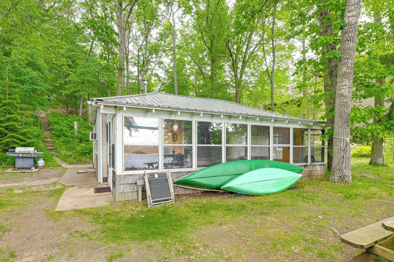 Exterior & Views 1, Lakefront Cabin w/ Fire Pit, Dock, & Boat Rental, Eau Claire