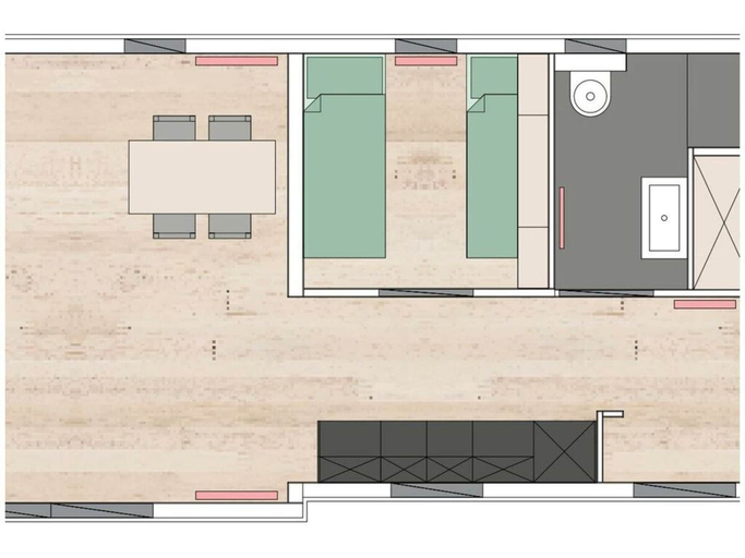 Floor plan, Paviljoen 4 Personen, Ooststellingwerf