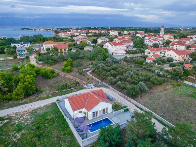 Aerial view 3, Nicoll With Pool, 50 m From the Beach, Privlaka
