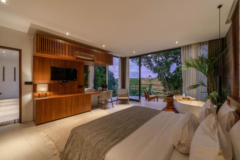 Bedroom, Villa Luna - Brand New 4BR Villa With 180° Rice Field Views, Badung
