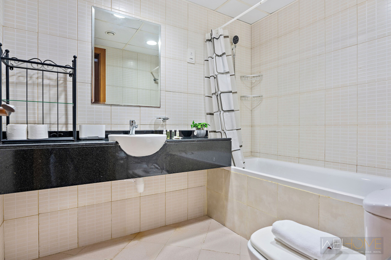 Bathroom, WelHome - Greenery Apt for Modern Studio in Production City, Dubai
