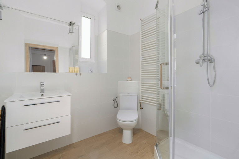 Bathroom 3, Grey and Beige Poznan Studio by Renters, Poznań City