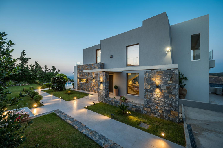 Exterior view 2, Eunoia Blue Villa Heraklion Crete, Sea View, Private Pool, Prassas, Karteros, Crete