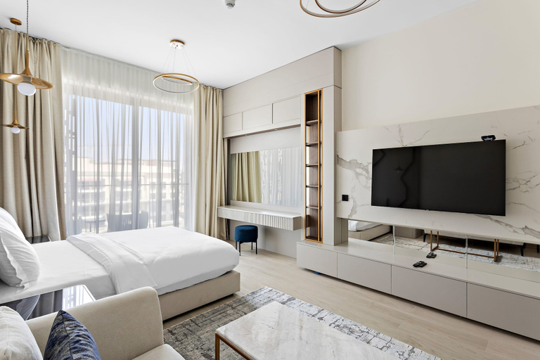 Bedroom 4, Lux Studio in Arjan With Pool and Full Amenities, Dubai