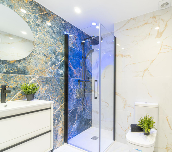 Bathroom, sea blue apartment, Girona