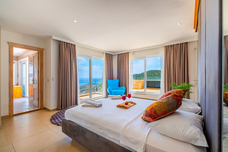 Bedroom 3, Lux Villa With Inf Pool Jacuzzi - All Rooms w AC, Kaş