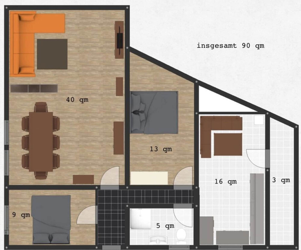 Floor plan, Holiday Apartment Wurzburg, Würzburg