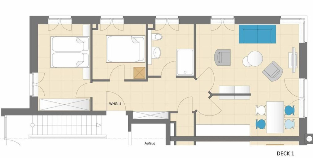 Floor plan, Deck 1 Modern Retreat, Ostholstein