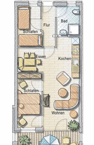 Floor plan, "residential Residence" Modern Retreat, Ostholstein