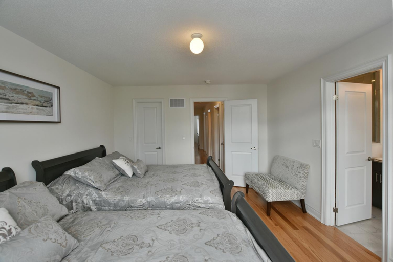 Bedroom 3, New Blue Mountain Village Snowbridge Executive Townhome Sleeps 10 with Outdoor Pool and Shuttle, Grey