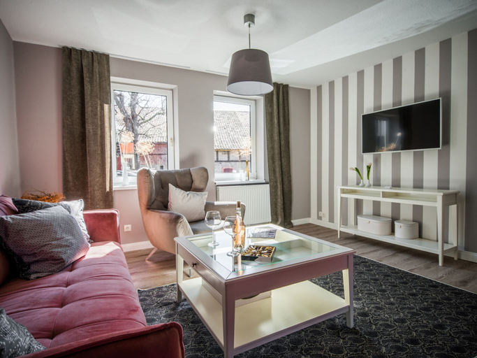 Living area, Apartment in Harz With Terrace and Fireplace, Harz
