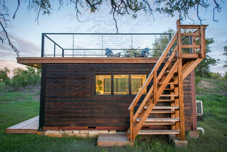 Exterior & Views 2, Yellow Blue Elegant Container Tiny House, McLennan