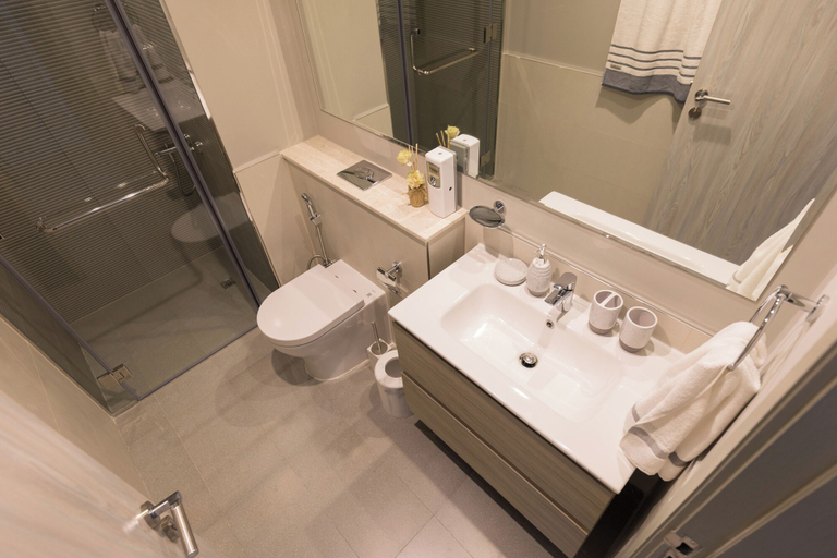 Bathroom, Modern 1BR in Business Bay, Dubai