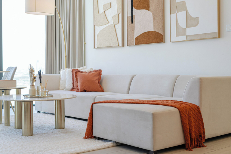 Living area 3, Marco Polo - Stunning 2BR with Burj View, Spacious Gym & Pool, Dubai