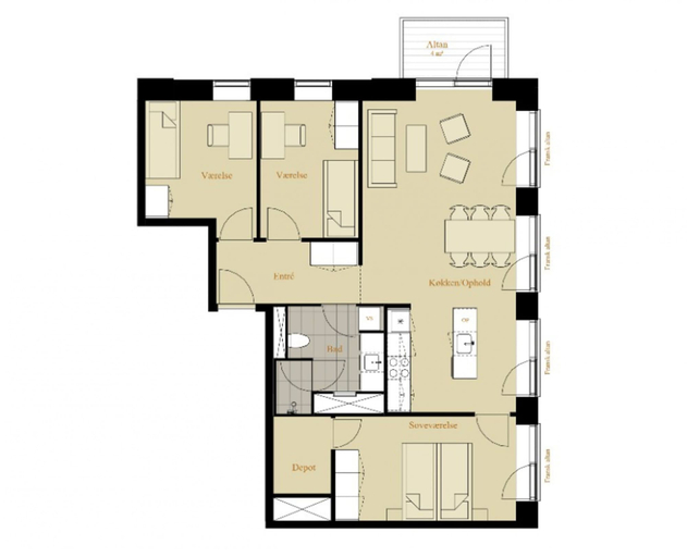 Room 3, Modern 3-bed Apartment in Nordhavn, Copenhagen