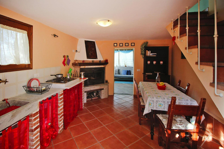 Private kitchen 3, Holiday Home With Above-ground Pool and sea View in Monteggiori, Lucca