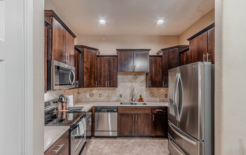 Private kitchen, The Castle by the Lake w Pool Balcony Grandscape, Denton