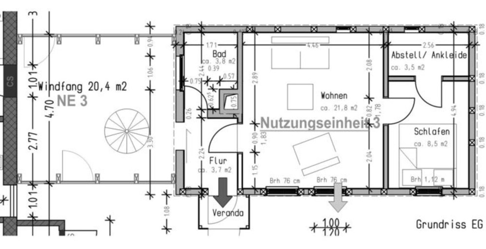 Floor plan 4, Ferienhaus Monke\"s Kate am Stettiner Haff, Vorpommern-Greifswald