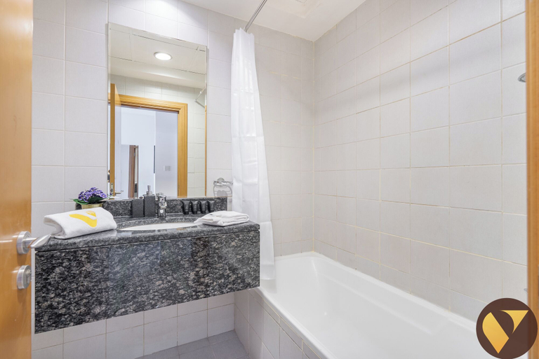 Bathroom, Canal & Partial Burj View Mayfair Tower, Dubai