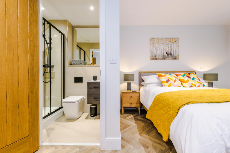 Bedroom 2, Rock Mill - Deluxe Studio Apartment with Terrace, Derbyshire