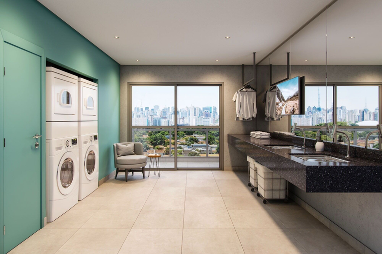 Bathroom 2, Studio completo a 230m do metrô Brooklin, São Paulo