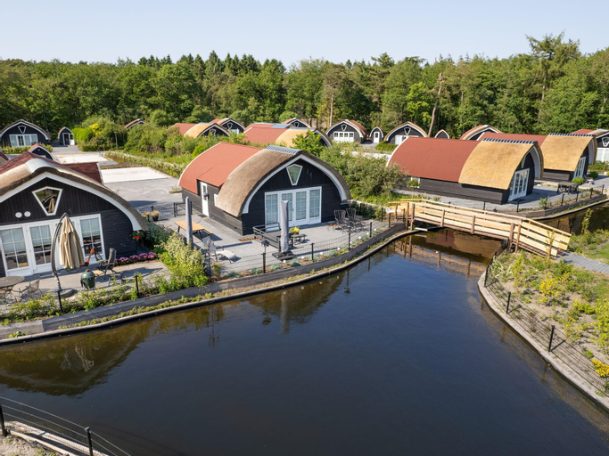 Modern house on a pond in a wooded area, Steenwijkerland