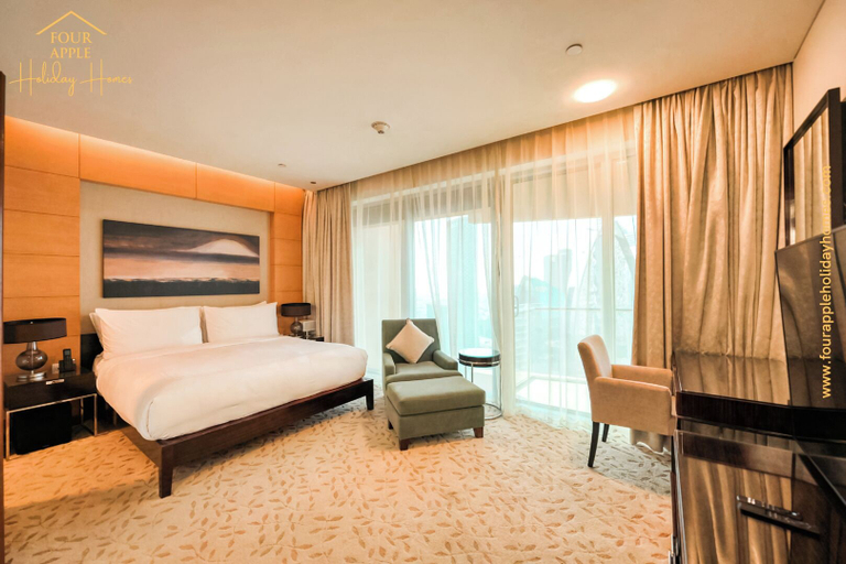 Bedroom 3, Luxury Studio with Burj Khalifa View, Dubai