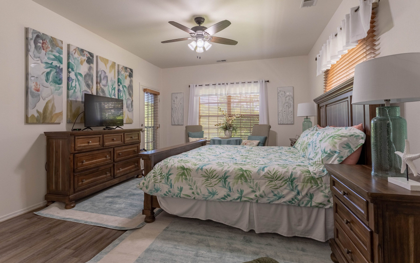 Bedroom 3, Simple Serenity 3 Bedroom Condo by RedAwning, Stone