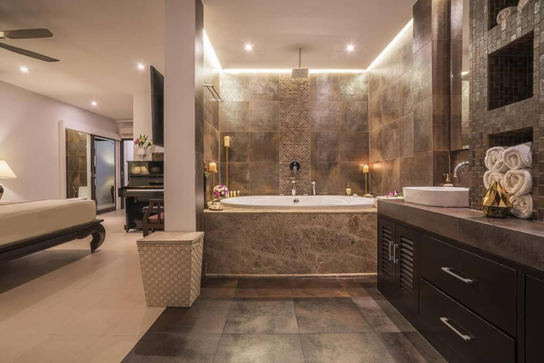Bathroom 1, Villa Nirvana - Beachfront Tropical Chic 4BR Haven in Cape Panwa, Phuket, Pulau Phuket