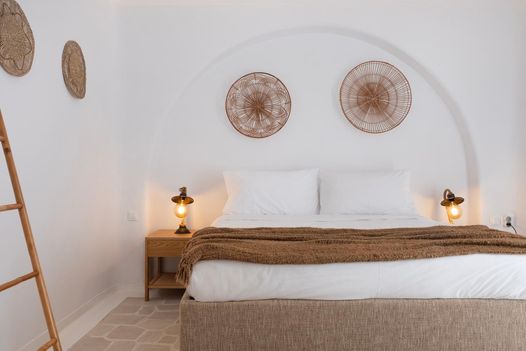 Bedroom, Mykonian Style w Shared Pool Houses & Nighttime Security Guard, South Aegean