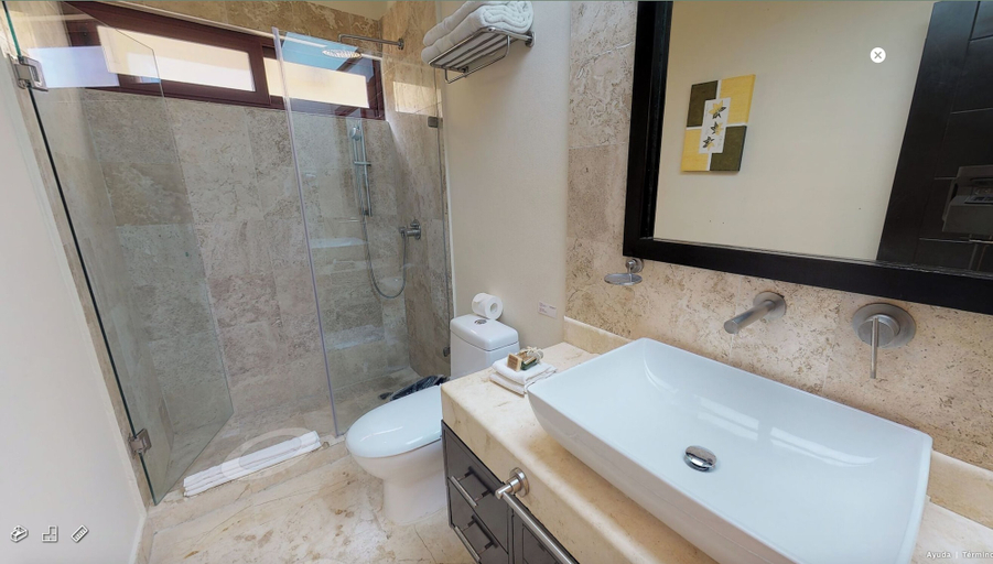 Bathroom, Ocean view 2nd floor, luxury 1 bedroom condo at EL FARO by DPM, Cozumel
