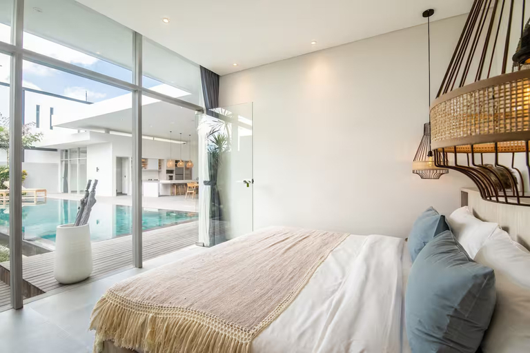 Bedroom 3, Villa White - Modern 4 BR villa heart of Canggu 800m to beach, Badung