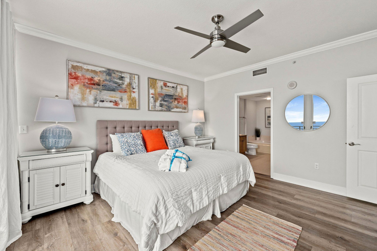 Bedroom 4, Luxury Beachfront Condo w/ 2 Balconies! Sleeps 8! Walk to Pier Park!, Bay