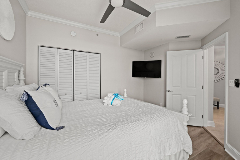 Bedroom 3, Luxury Beachfront Condo w/ 2 Balconies! Sleeps 8! Walk to Pier Park!, Bay