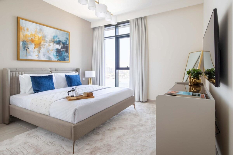Bedroom 3, Tranquil 2BR w/ Mesmerizing Creek Harbour Views, Dubai