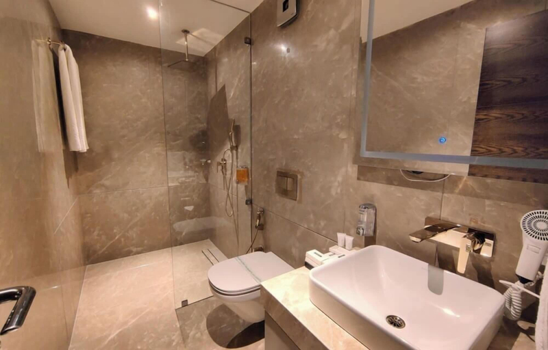 Bathroom 5, Valentia The Exotic Boutique Hotel - Pure Veg, Satara