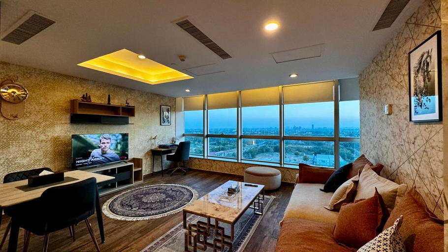 Shared lounge/TV area 3, The Centaurus Apartment City View One Bed, Islamabad