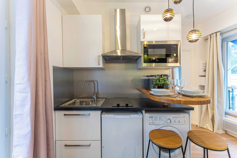 Private kitchen 3, Intimate Studio - 1br/2p - Sentier, Paris