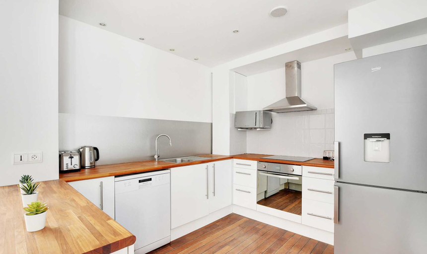 Private kitchen, Welcoming Apartment - 3br/6p - Near Convention, Paris