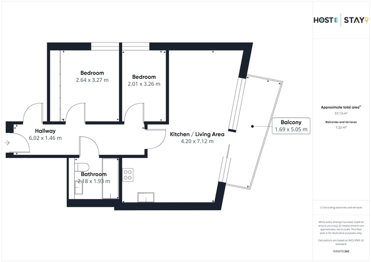 Room 2, Host Stay - Canal View Apartment, Manchester