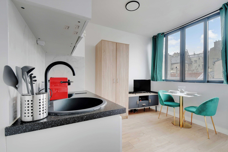 Private kitchen, Beautiful Studio - 2P - Parc de Belleville, Paris