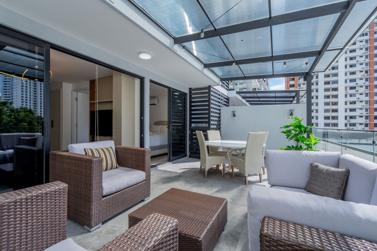 Room 3, w Radiant 1BR w Modern Balcony in San Francisco, Panamá