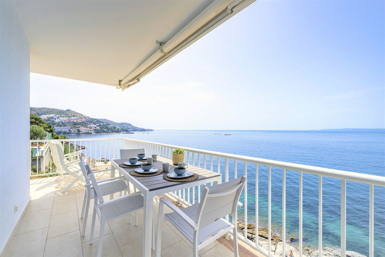 Balcony, Apartment in Roses Near Canyelles Beach, Girona