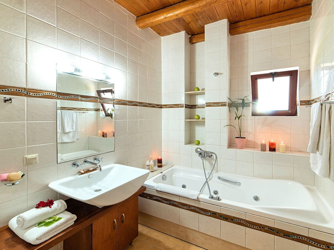 Bathroom, Beautiful Large Villa With Pool and sea View at Nice Georgioupolis, Crete