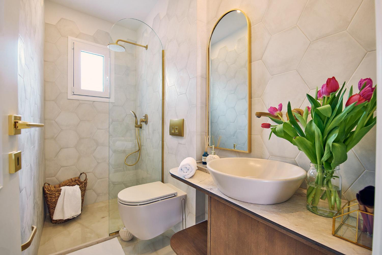 Bathroom 2, Blush - Crema - Leopard Apartments, Ionian Islands