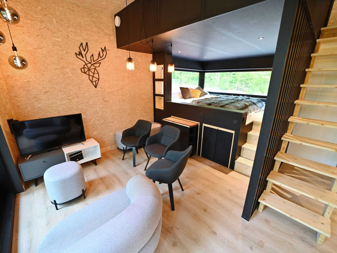 Living room 5, Lodge in Oignies Forest With Eco Design, Namur
