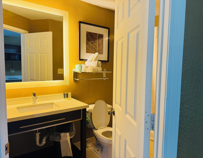 Bathroom 5, Suburban Studios Charlotte – Executive Park, Mecklenburg